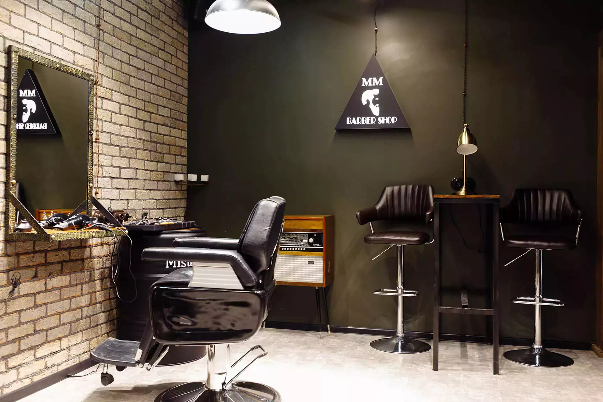 image of barbershop hall with chair and mirror